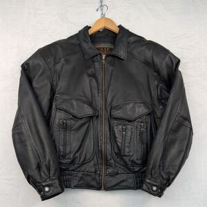VTG Weekends Jacket Mens L Black Harley Davidson Patch Biker Moto Bomber Y2K